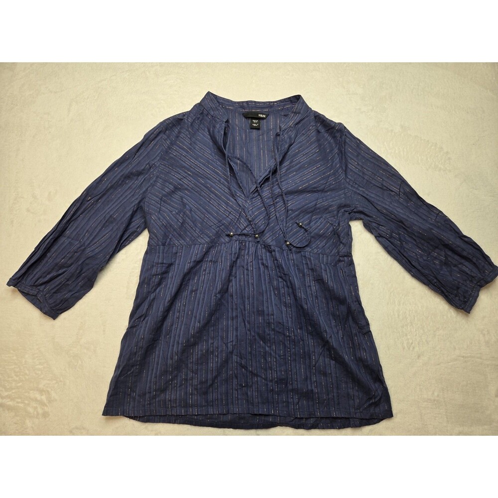 H & M Womans Blue And Gold Blouse Size Small